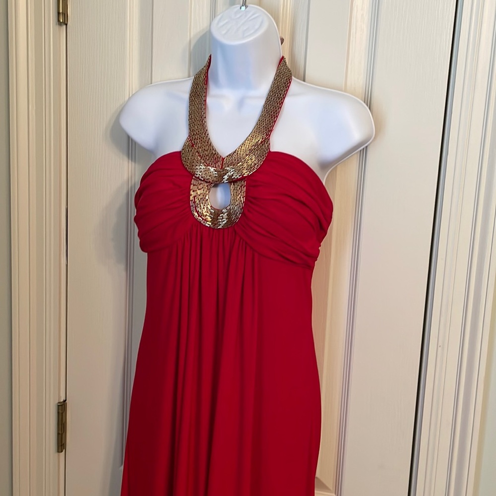 Beautiful red, beaded halter neck formal sz 8